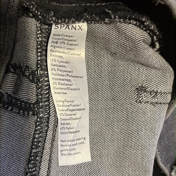 Spanx Vintage Grey Pull On Distressed Ankle Skinny Jeans Women's Size M - Picture 14 of 15